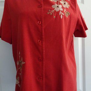 Short Sleeve Front Button Rust Colored Top/Jacket/Blouse Size 18